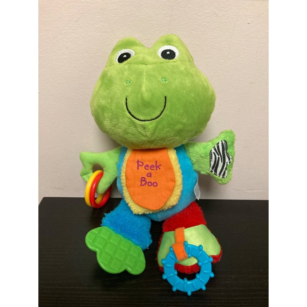 Carter's Sassy Plush Peek-A-Boo Frog Toy With Teether Rattle & Mirror For Infant